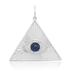 Fluted Diamond & Sapphire Pyramid Pendant