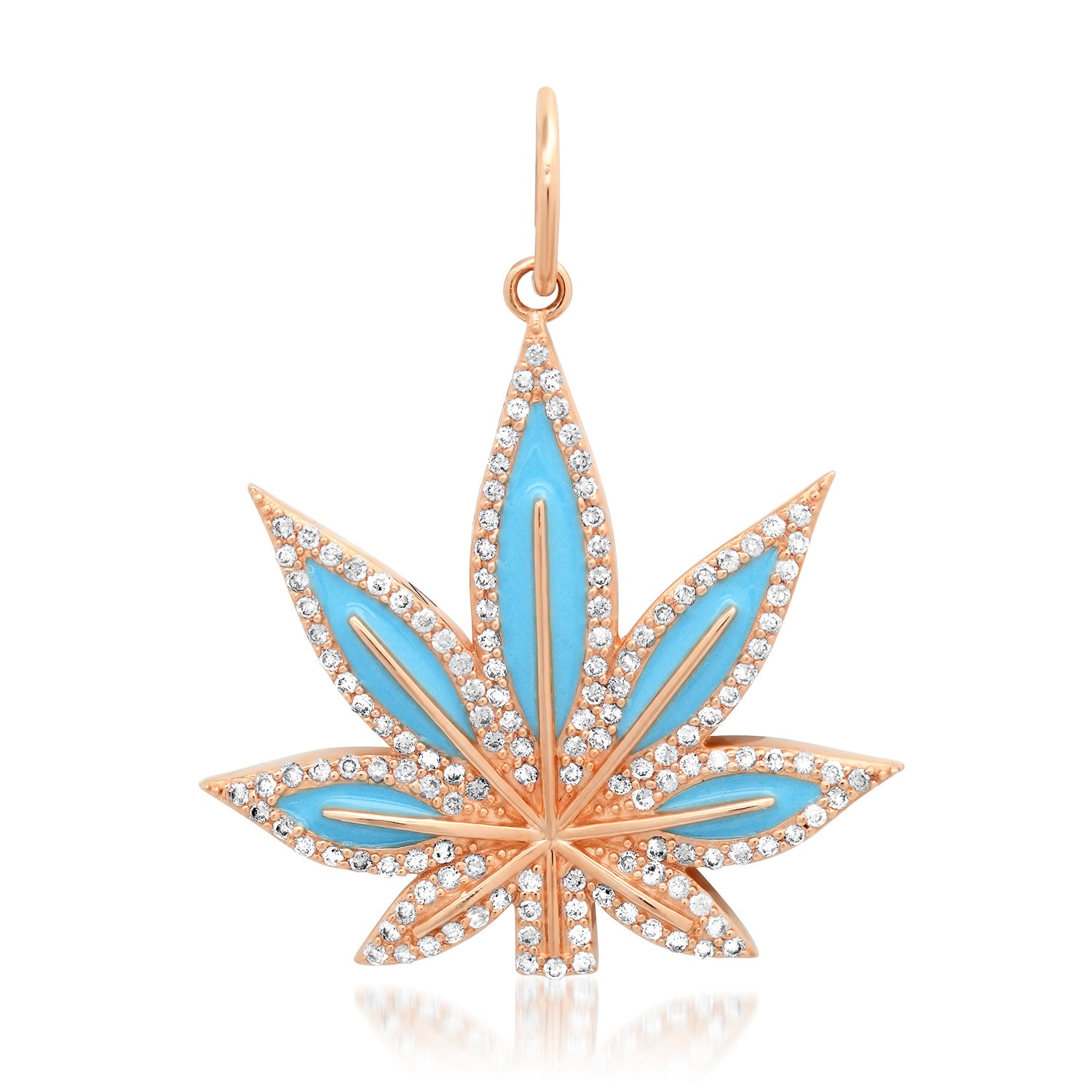 Turquoise Enamel & Diamond Mary Jane Pot Leaf Charm