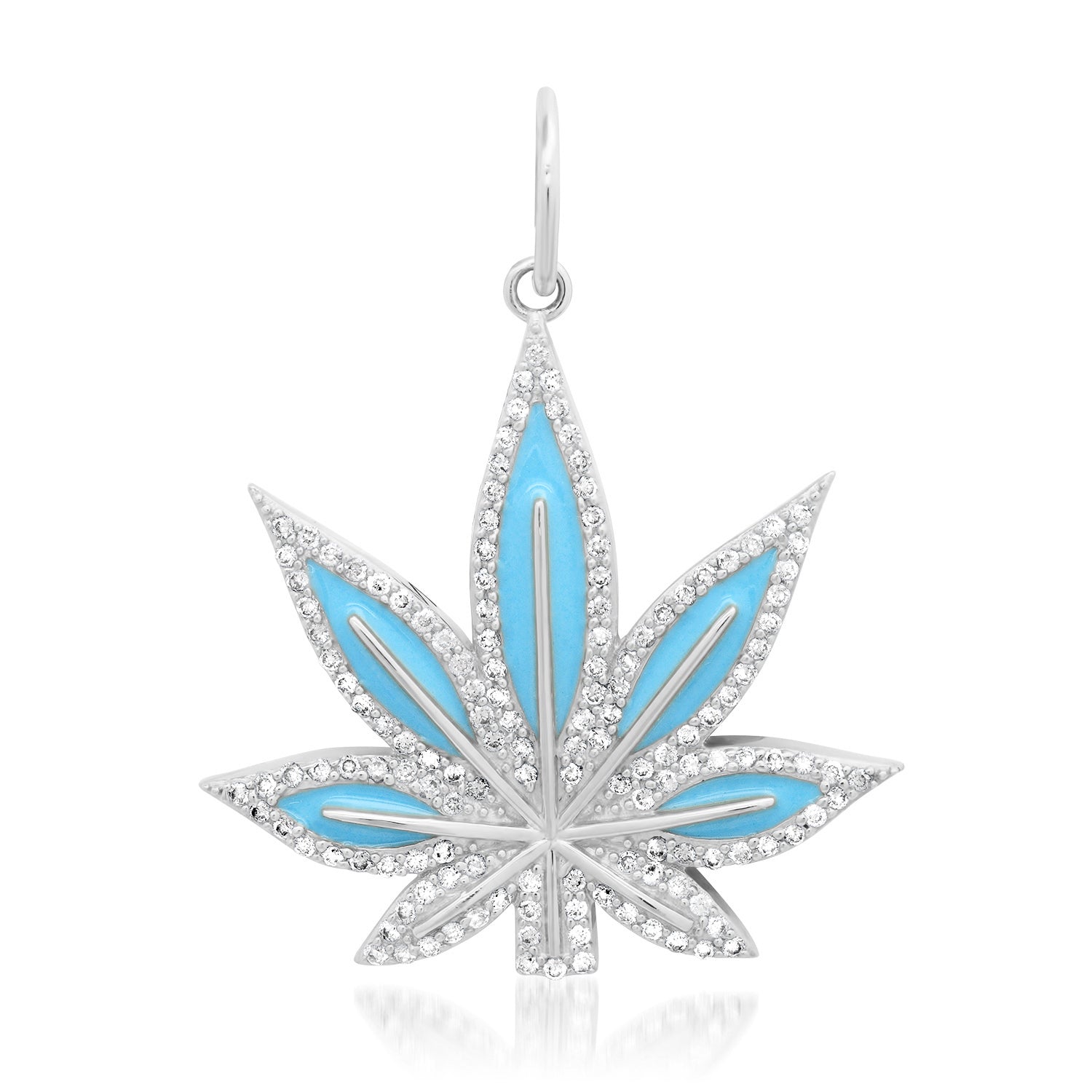 Turquoise Enamel & Diamond Mary Jane Pot Leaf Charm