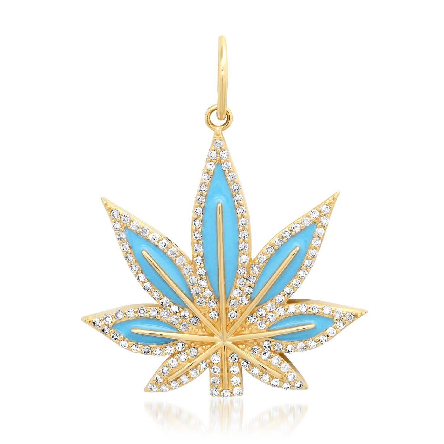 Turquoise Enamel & Diamond Mary Jane Pot Leaf Charm