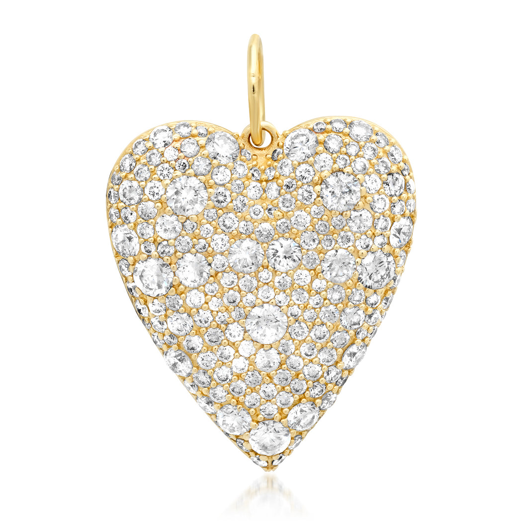 JewelStop 14K Yellow Gold Puffed Heart Love Charm Pendant