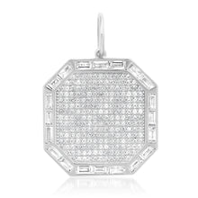 Round & Baguette Diamond Octagon Plaque Pendant