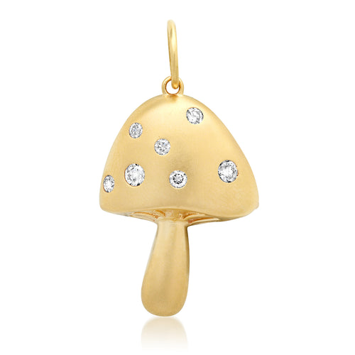 Magic Mushroom Charm with Scattered Diamonds