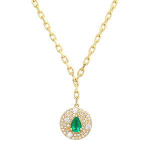 She's a Gem Pear Shape Emerald & Diamond Drop Necklace