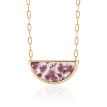 Luna Gemstone Pendant Necklace with Pink Tourmaline Quartz and Diamond