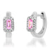 Semiprecious Baguette with Diamond Halo Huggie Earrings
