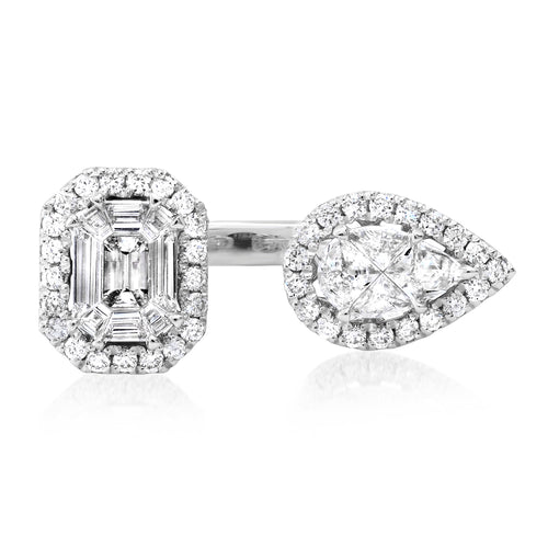 Diamond Emerald & Pear Shape Open Ring
