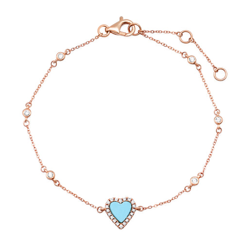 Diamond & Turquoise Heart Bracelet