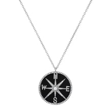 Onyx and Diamonds Compass Necklace