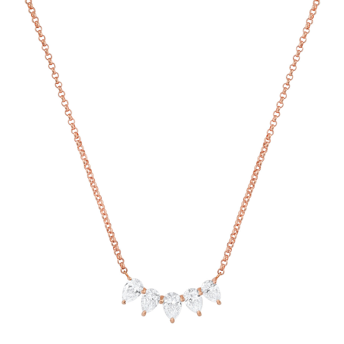 5 Stone Pear Shape Diamond Necklace