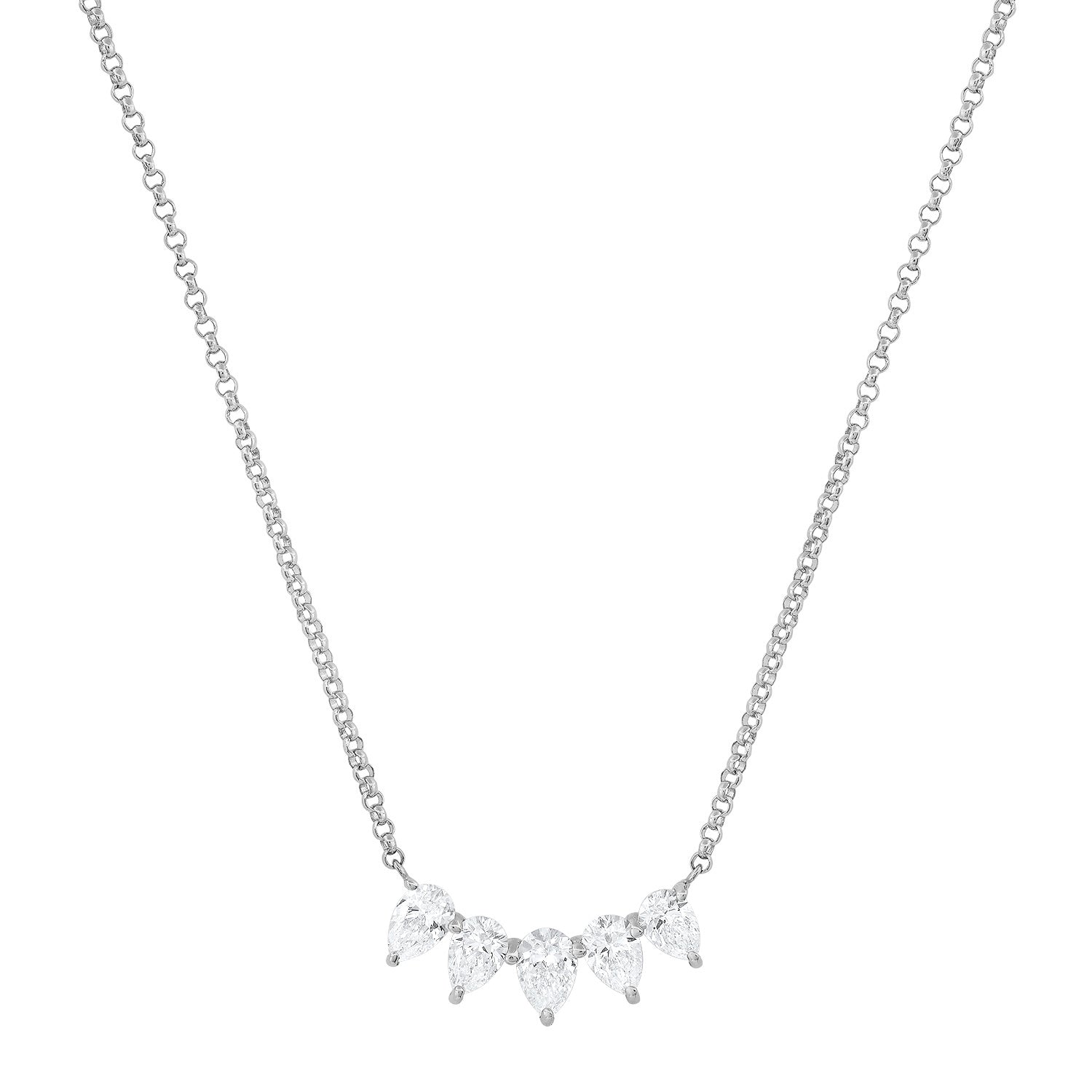 5 Stone Pear Shape Diamond Necklace
