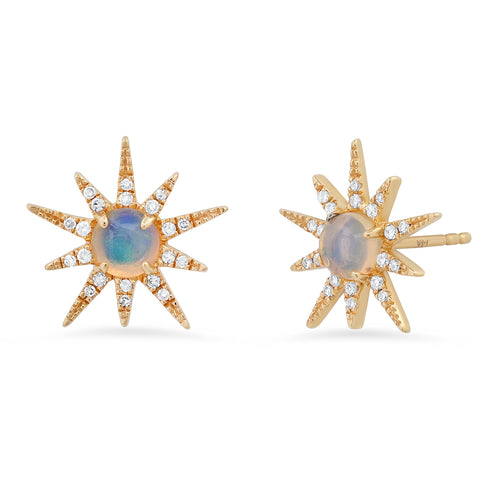 Opal & Diamond Super Starburst Earrings