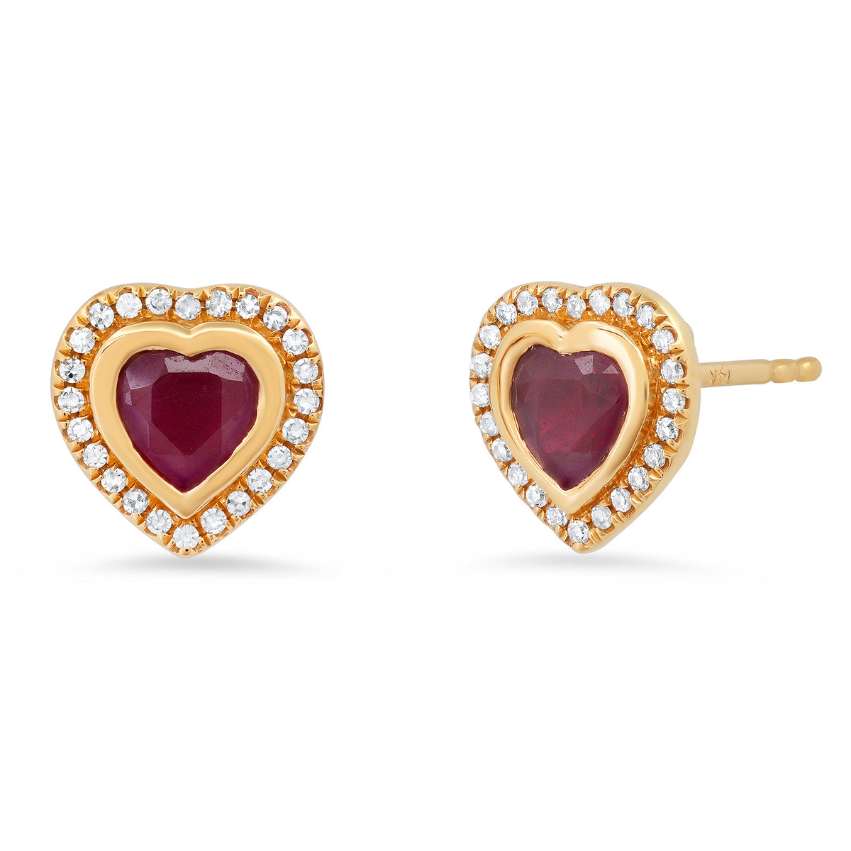 Bella Gemstone Heart Stud Earrings with Diamond Frame – Milestones by ...