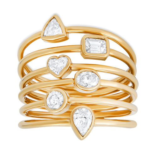 Diamond Bezel Fancy Shapes Ring