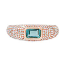 Emerald Cut Apatite & Diamond Glam Ring