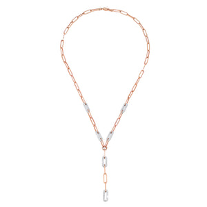 Chain Reaction Diamond Link Lariat Necklace