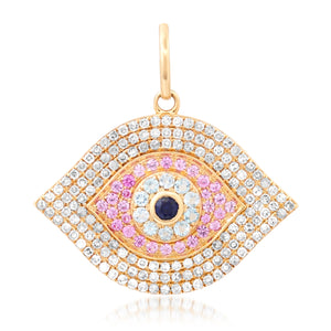 Diamond & Pink Sapphire Evil Eye Charm