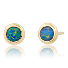 Bezel Set Opal Love Stud Earrings