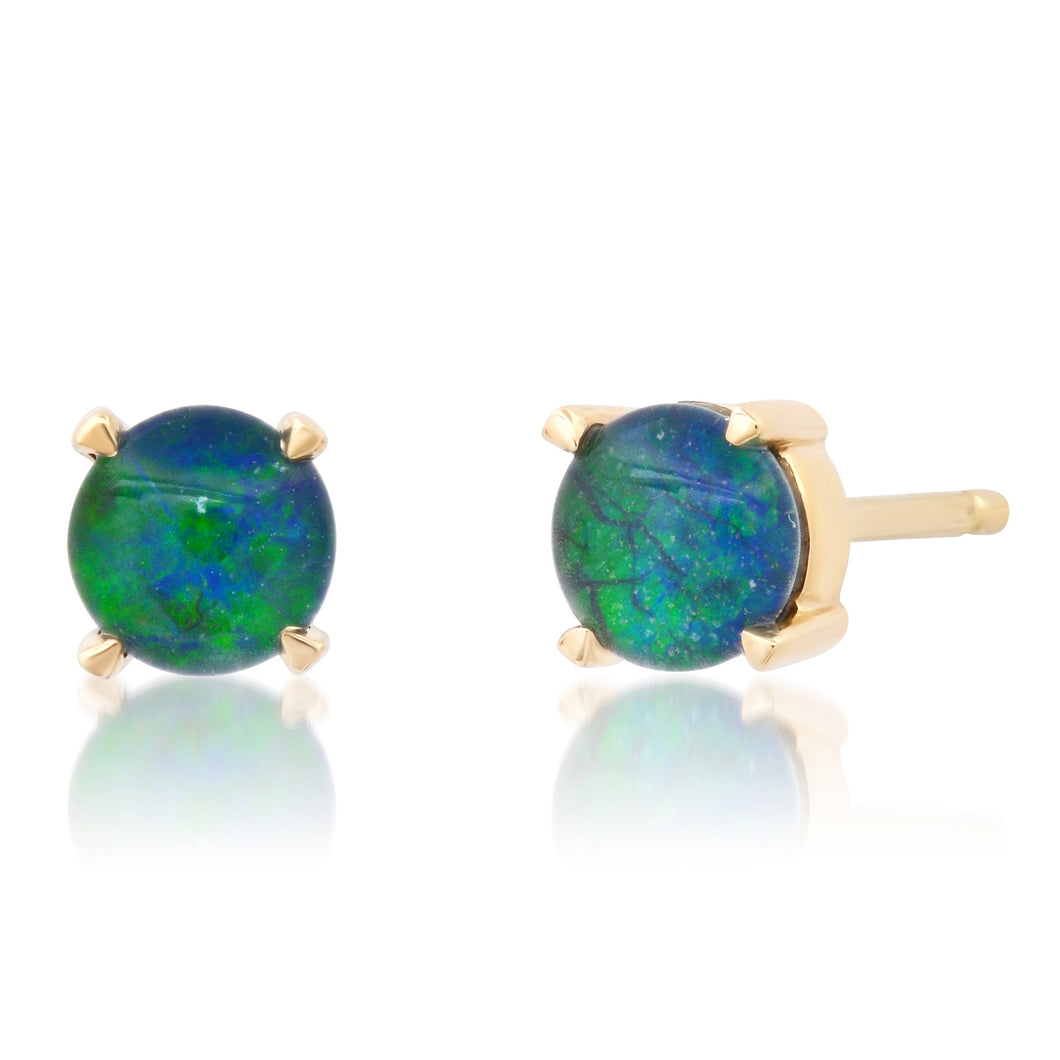 Four Prong Opal Love Stud Earrings