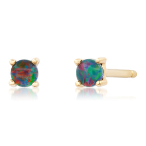 Four Prong Opal Love Stud Earrings