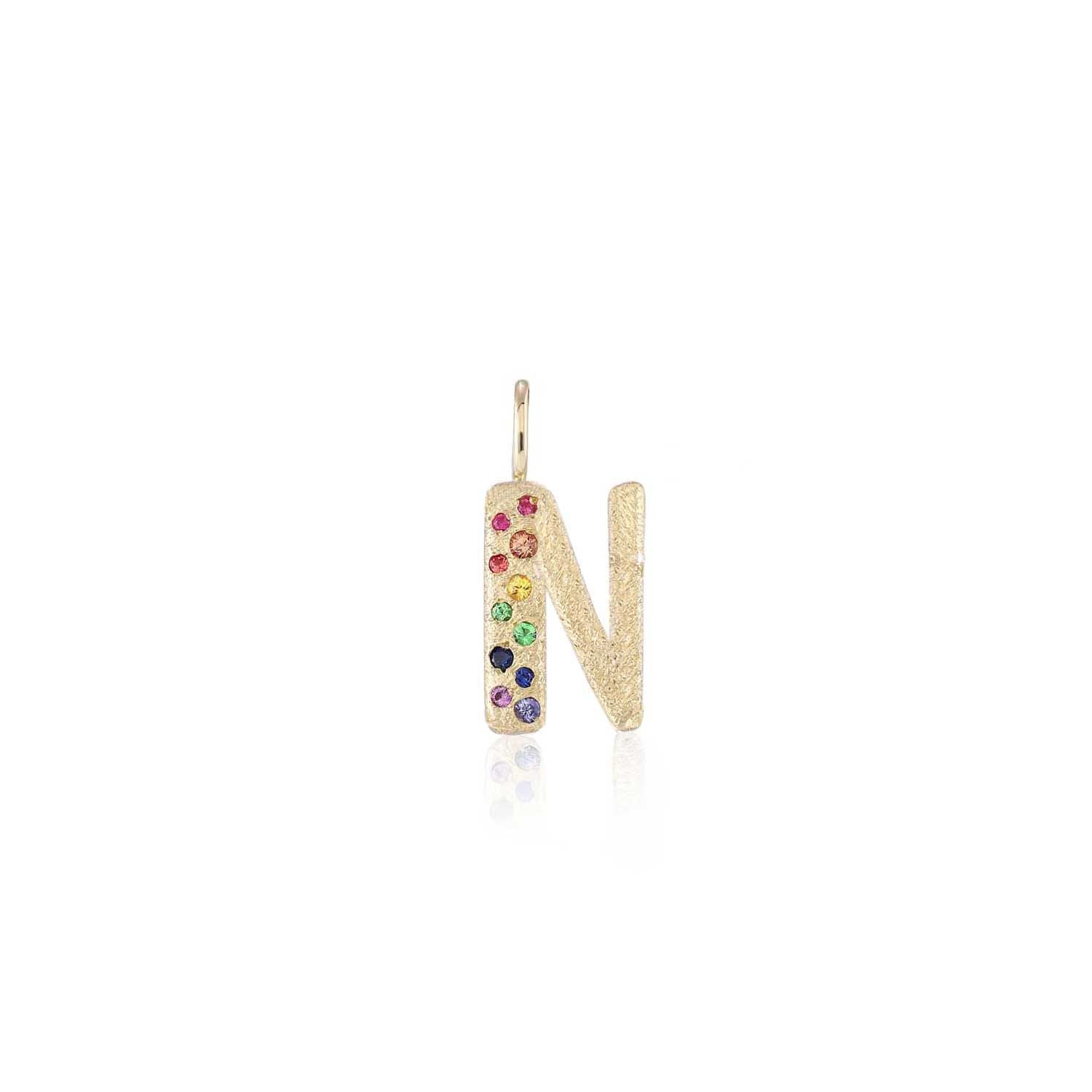 Puffy Gemstone Letter Charm