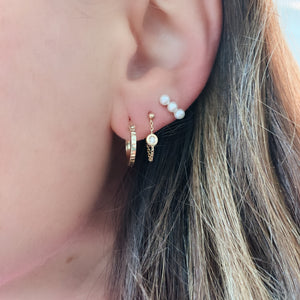 Gold Diamond Cut Sparkle Huggie Earrings