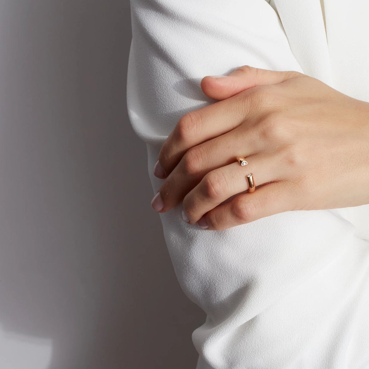 Thoby Diamond Tubular Cuff Ring