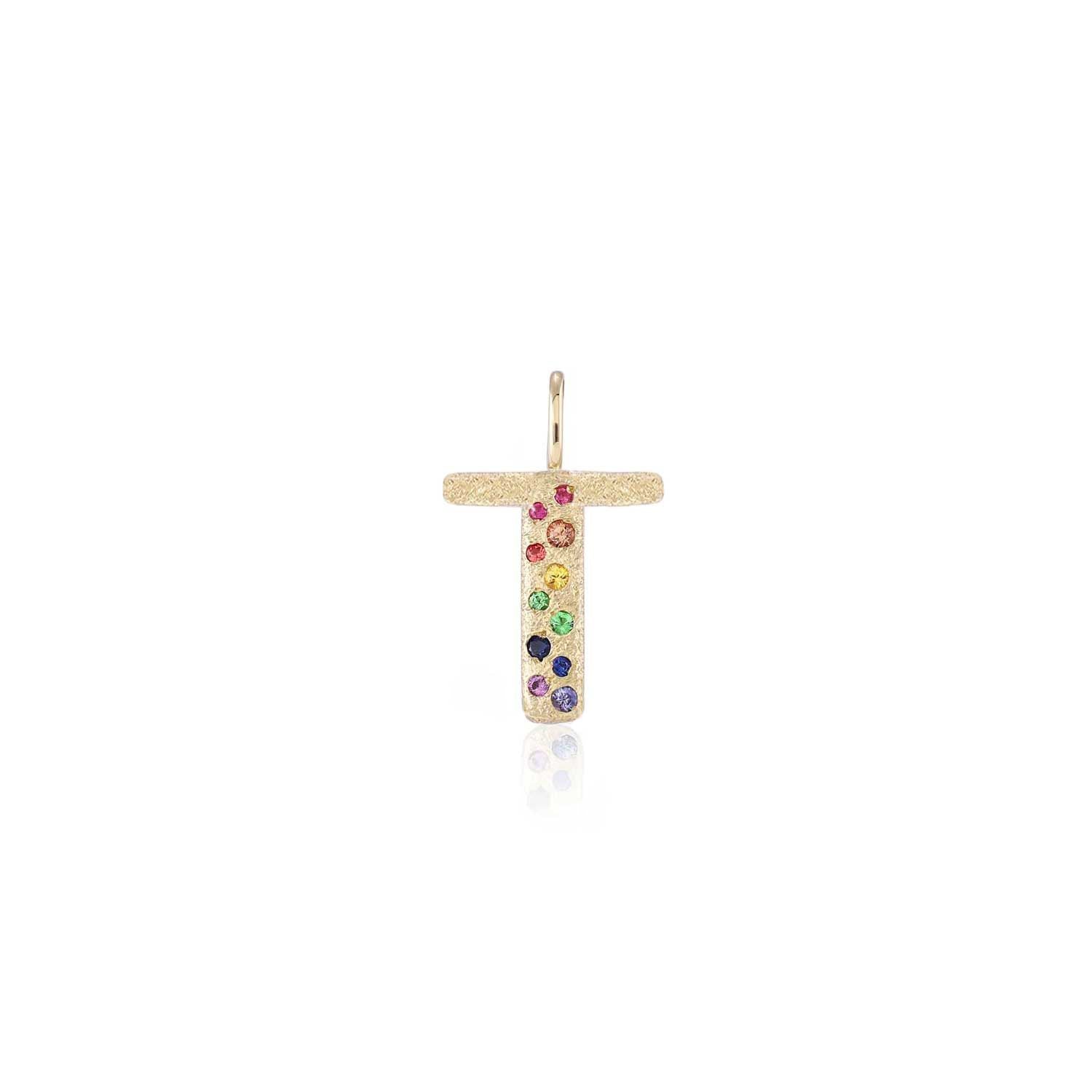 Puffy Gemstone Letter Charm