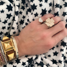Gold Cuff Bracelet with Pave Diamond Row