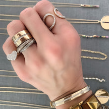 Gold Cuff Bracelet with Pave Diamond Row
