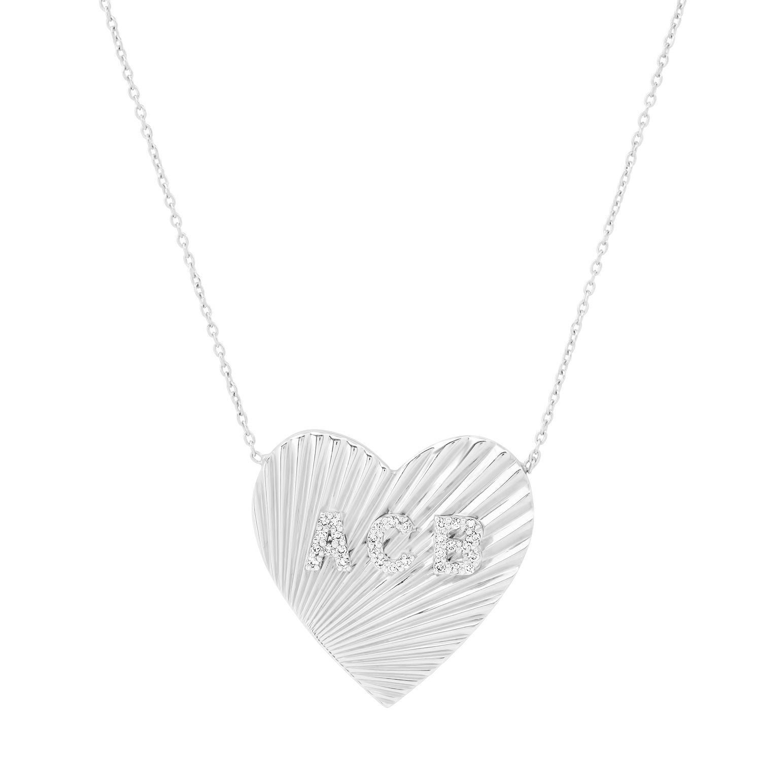 The Love Large Fluted Heart Pendant Necklace