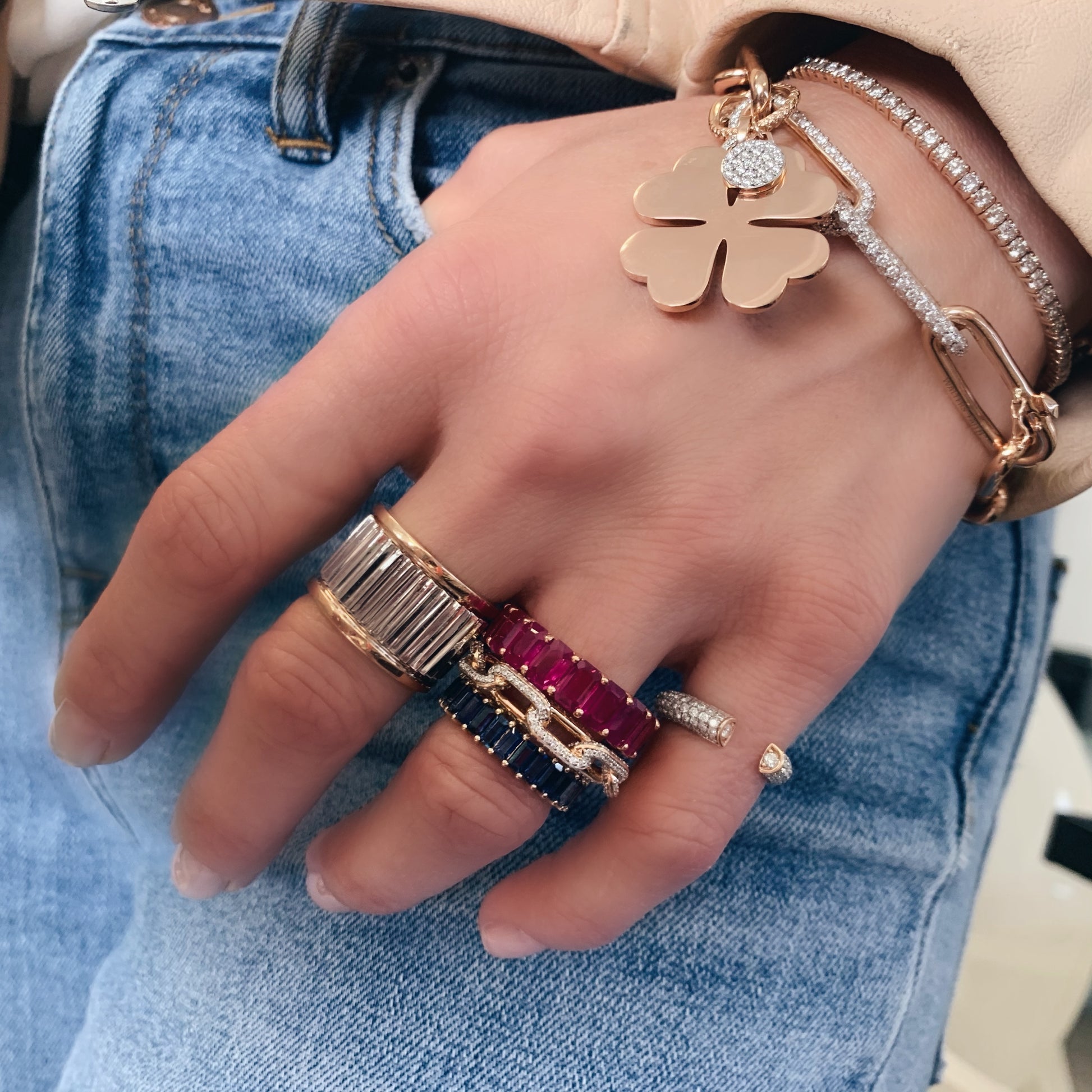 Saxon Diamond Large Chain Link Ring