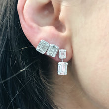 Diamond Baguette Cluster Illusion Stud Earrings