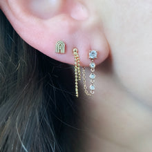 Single Diamond Stone Stud with Diamond Chain Wrap Stud Earring