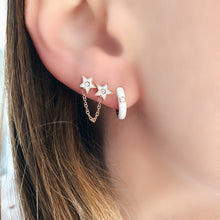Diamond Enamel Huggie Earrings