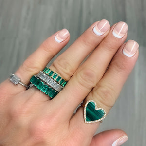 Emerald Cut Emeralds with Diamond Accents Eternity Band Ring