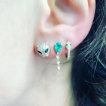 micro diamond snake huggie hoop earrings