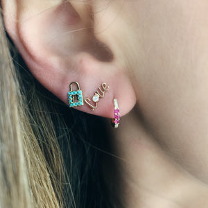 Delicate Diamond & Ruby Huggie Hoop Earrings