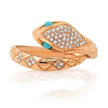Diamond and Turquoise Regal Snake Wrap Ring