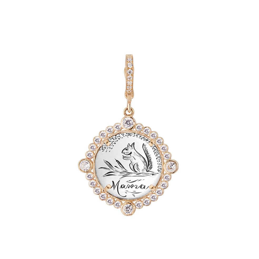 Full Diamond Bezel Frame Antique Love Token Charm