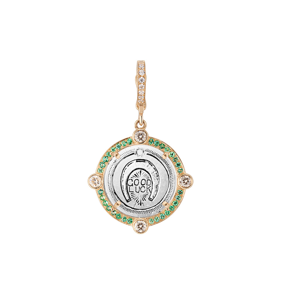 Diamond Bezel & Semiprecious Frame Antique Love Token Charm