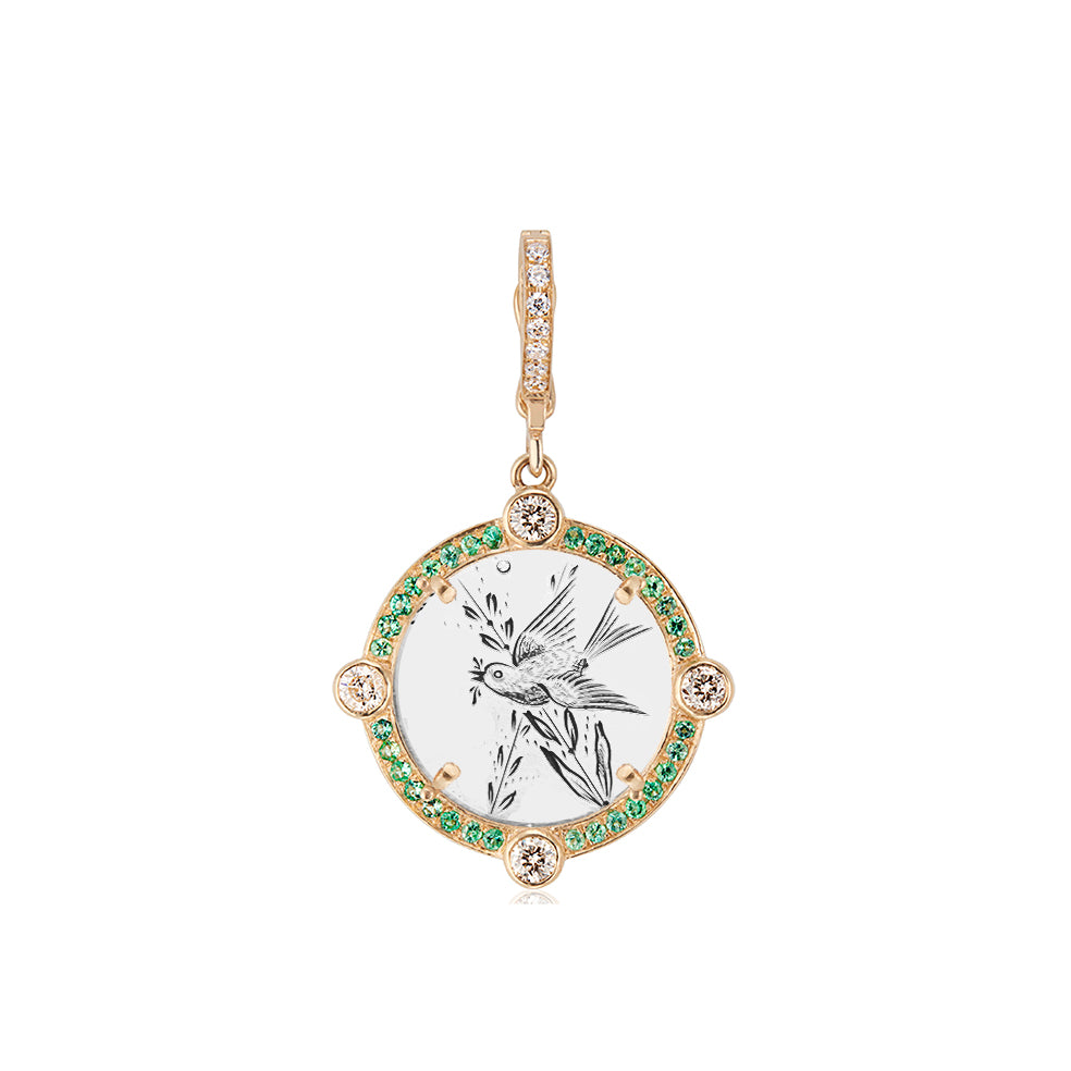 Diamond Bezel & Semiprecious Frame Antique Love Token Charm