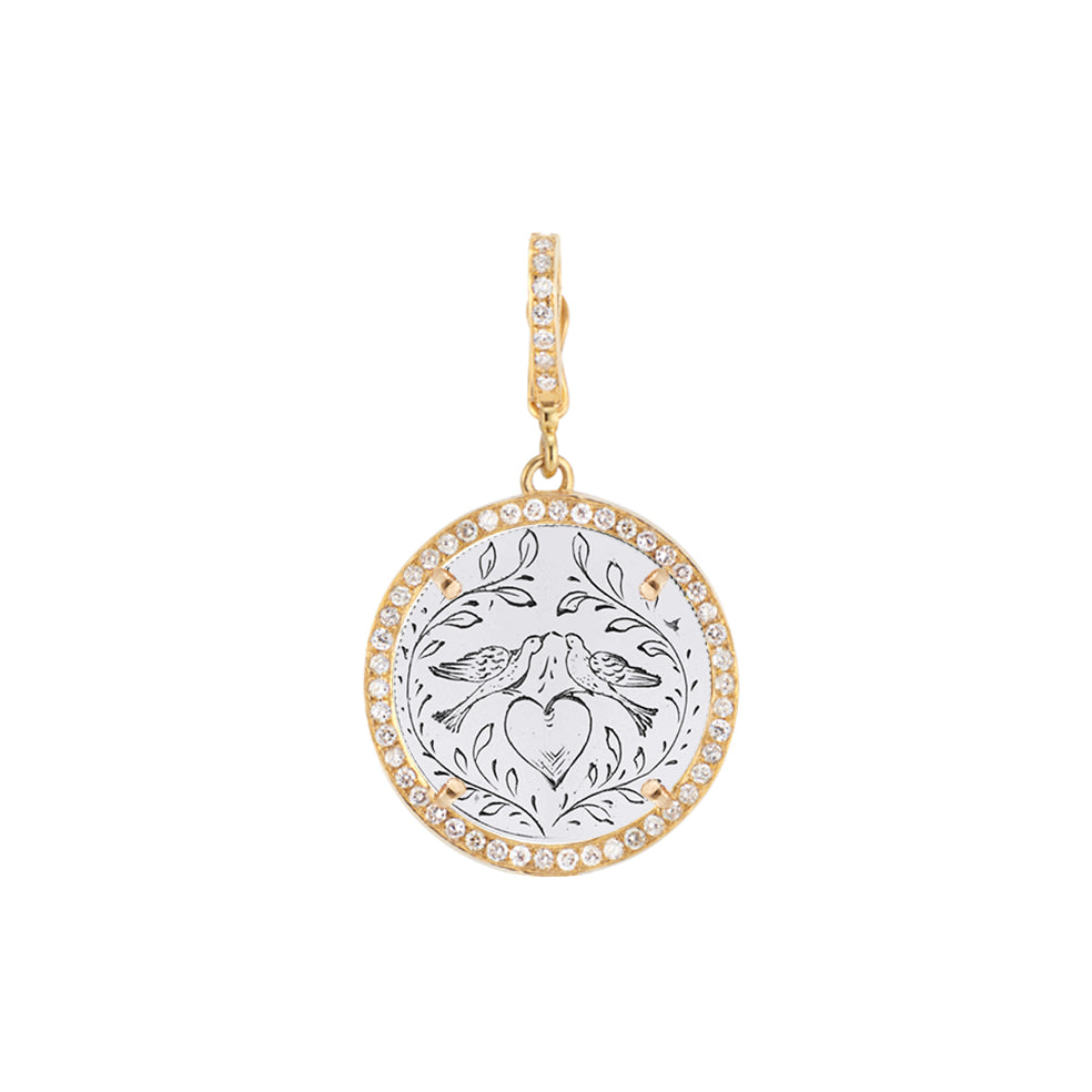 Large Diamond Frame Antique Love Token Charm