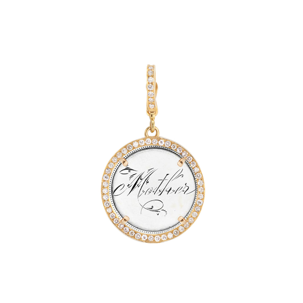 Large Diamond Frame Antique Love Token Charm