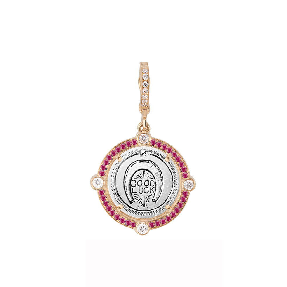 Diamond Bezel & Semiprecious Frame Antique Love Token Charm