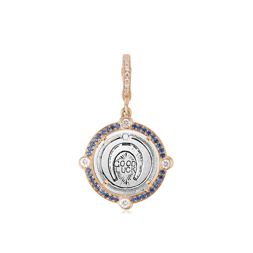 Diamond Bezel & Semiprecious Frame Antique Love Token Charm