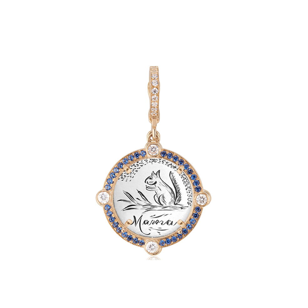 Diamond Bezel & Semiprecious Frame Antique Love Token Charm