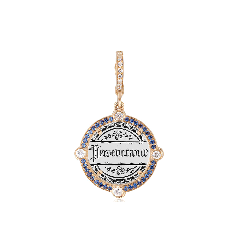 Diamond Bezel & Semiprecious Frame Antique Love Token Charm