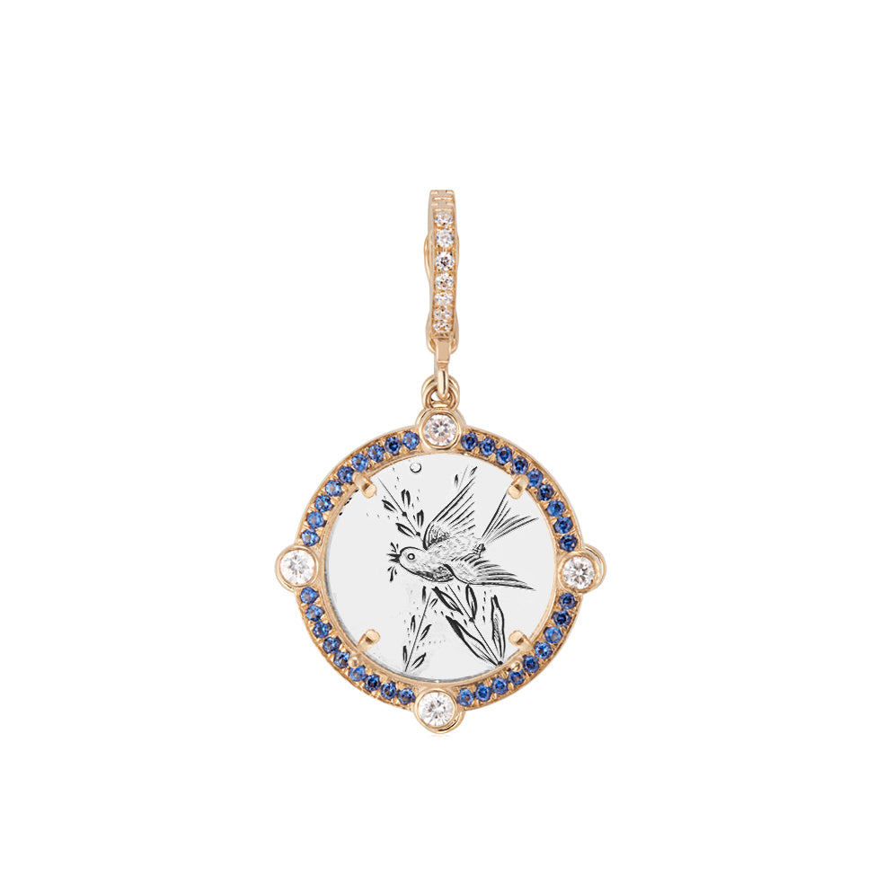 Diamond Bezel & Semiprecious Frame Antique Love Token Charm