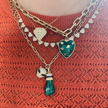 Diamond and Emerald Panther Charm & Chain Necklace